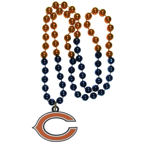 Chicago Bears Mardi Gras Beads Necklace w/ Team Logo - NFL Football Cover