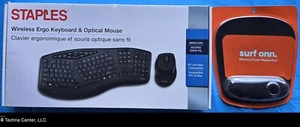 Staples Wireless Ergo Keyboard & Optical Mouse with Mouse Pad - Afbeelding 1 van 10