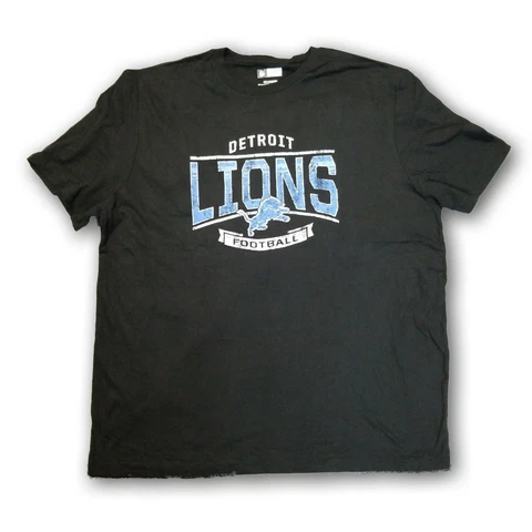 Detroit Lions Football NFL Majestic Men's Black Short Sleeve T-shirt Cover