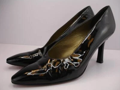 Women's 10 M Yves Saint Laurent Anja Black Patent Leather High Heels Pumps Shoes - Image 1 of 4