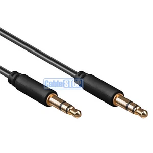 2m DELGADO 3,5mm Mini Conector Estéreo a Conector Auriculares de Audio Cable Auxiliar Plomo Dorado - Imagen 1 de 1