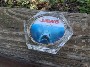 NEW Jaws Shark Horroe Movie Hexagon Acrylic Coaster with Real Cork Backing - Picture 1 of 4