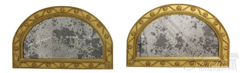 58666EC: Pair Arch Top Gold Gilt Over Window Or Door Mirrors Cover