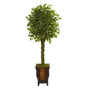 6" geflochtener Ficus künstlicher Baum in dekorativem Pflanzgefäß - Bild 1 von 1