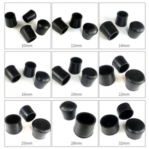 Schwarz Gummi, Stuhl, Tisch, Füße, Rohr Schlauch Endkappen 10 12 14 25 40 45 mm - Bild 1 von 14