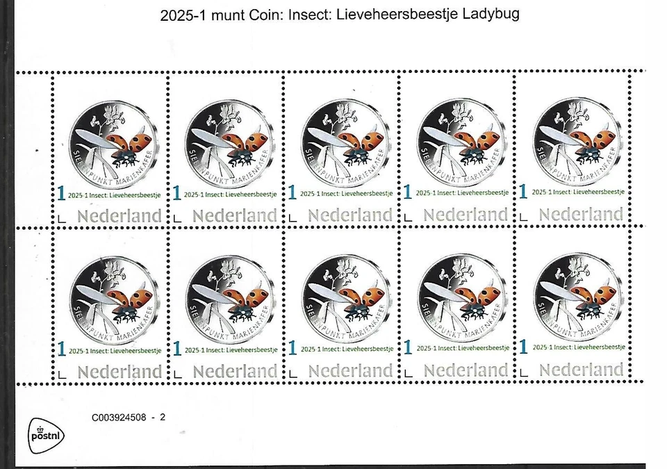 Netherland 2025-1  insects on stamps Ladybug    mnh/postfris - Image 1 of 1