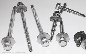 Tornillos de perforación DIN 7504 K0 acero inoxidable VA cabeza hexagonal 5,5 mm con disco de sellado de 16 mm - Imagen 1 de 1