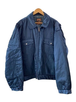 Schott XL Navy Single Rider Leather Jacket 80s Police Style - Image 1 of 4