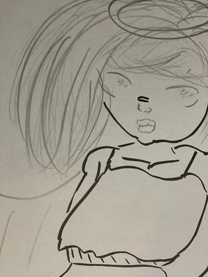 Фигурка ангела богоподобный персонаж модель подписана художником бумага A4 - Изображение 1 из 3