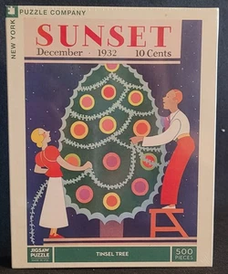 New York Puzzle Company Sunset Magazine March 1932 Cover TINSEL TREE Puzzle - Picture 1 of 4