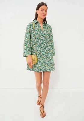 HYACINTH HOUSE Long Sleeve Green Carrington Collared Mini Dress - Size Medium - Image 1 of 4