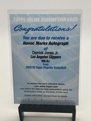 DERRICK JONES JR. 2025-26 Topps Flagship Havoc Marks Redemption #HM-DJ Auto - Image 1 of 2