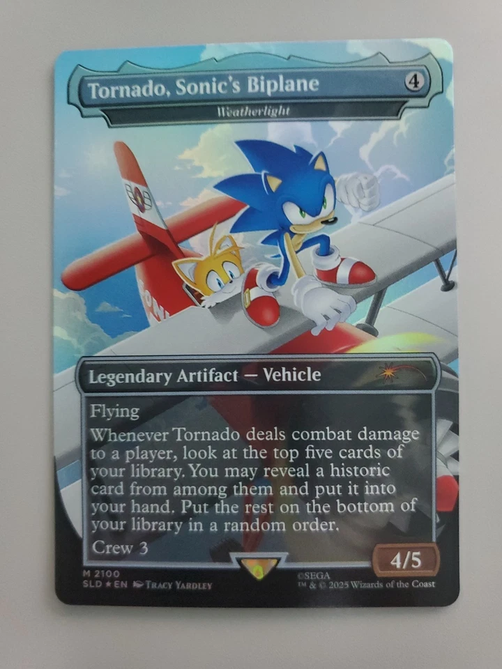 MTG Tornado, Sonic's Biplane(Weatherlight) Secret Lair Drop Rainbow Foil Mythic  - Image 1 of 1