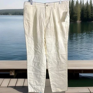 Nautica Herren mandelfarben plissiert klassische Passform Reißverschluss Fly khaki Chino Hose Größe 34W 30L - Bild 1 von 9