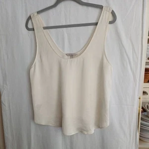 Women's H&M Beige Satin Oversized Sleeveless Blouse Tank Top Thin Size M - Picture 1 of 4