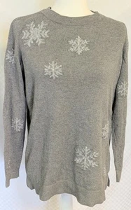 Talbots Sweater Womens Size XS Pullover Crewneck Winter Shiny Snowflakes - Picture 1 of 6