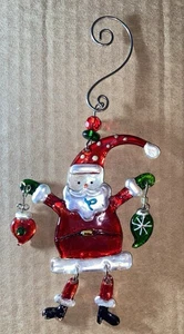 LORI SIEBERT Silvestry Glass Santa Claus with Dangling Legs Christmas Ornament - Picture 1 of 12
