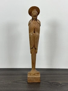 Vintage Anri Madonna Virgin Mary wooden hand carved tall & skinny Figurine - Picture 1 of 15