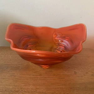 Mid Century Art Glass Orange Hankerchief Bowl Dish Glass - Picture 1 of 7