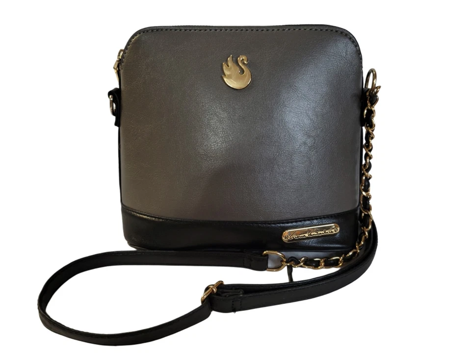 Bandolera Gloria Vanderbilt Clásica Cuero Negro Pequeña Cartera Cadena Dorada Foto 1 de 4