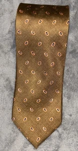 Corbata italiana Ermenegildo Zegna para hombre marrón seda geométrica 3,5” L X 60” W - Imagen 1 de 5
