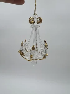 Vintage Spin Glas Kronleuchter mit Goldakzenten Weihnachtsschmuck ohne Chips - Bild 1 von 6