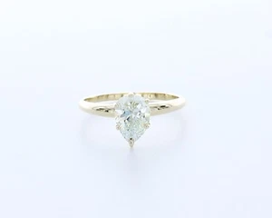 Klassischer Solitärring 2,0 kt laborgefertigter Diamant D/VVS1 Birnenschliff 14 K Gelbgold - Bild 1 von 4