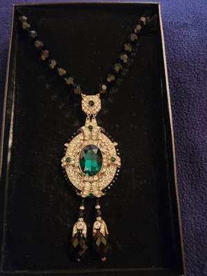 NUEVO COLLAR COLGANTE HEIDI DAUS Sassy Sparkler Chatelaine verde cristal negro Foto 1 de 4