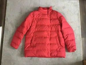 J Jill Down Buffer Coat Jacket Packable L Coral Snap Pockets Thigh Length EPO - Picture 1 of 9