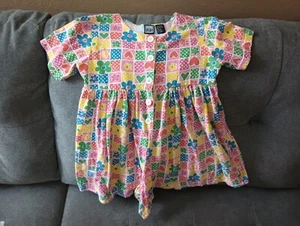 Freeze Frame Vintage Girl's Colorful Buttoned Romper With Hearts And Flowers 7-8 - Picture 1 of 3