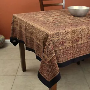 Tusker Traliccio Stampa Blocco Batik Tovaglia Floreale Rettangolare, Rustico Reverie - Foto 1 di 3