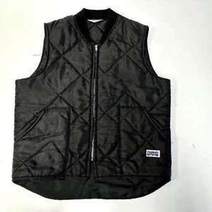 Vtg 60's Big Smith Black QUILTED Nylon Waist Coat Mechanic Shop Jacket WORK Vest - Picture 1 of 8