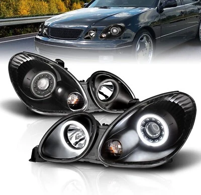 Faros proyectores LED halo carcasa negra completa para Lexus GS300 GS400 1998-2005 Foto 1 de 4