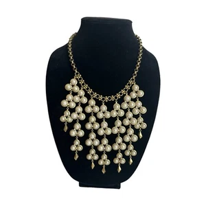 Stella & Dot Neckace Dahlia Faux Pearl Rhinestone Bib Statement Gorgeous! - Picture 1 of 5