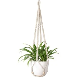 Plant Hanger Indoor Hanging Planter Basket with Wood Beads Decorative Flower - Picture 1 of 6