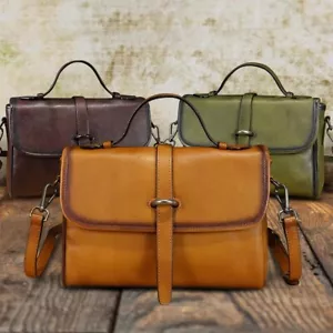 Genuine Leather Purses and Handbags Women Vintage Crossbody Shoulder Bag Satchel - Picture 1 of 18