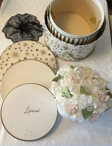 Vtg 50s Pillbox Hat & Veil & 3 Lipmans Nesting Boxes Atomic Starburst Floral Lot - Picture 1 of 23