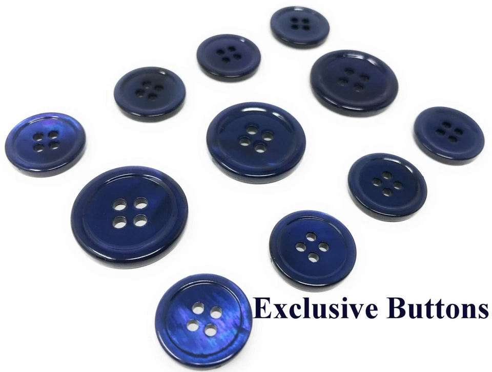 Navy Blue Mother Of Pearl Buttons Set (MOP) For Suit, Blazer, or Sportcoat - Image 1 of 2