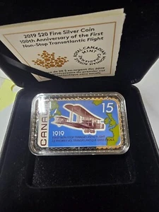 2019 $20 100th Anniversary of the First Transatlantic .999 Fine Silver Coin - Picture 1 of 4
