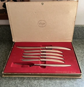 Vintage Carvel Hall Cutlery 6-piece Set 4 Steak Knives + Carving Fork & Knife - Picture 1 of 17