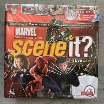 MARVEL Deluxe Edition Scene it? Board Game w/2 DVDs Collector's Tin Complete EUC - Image 1 of 4