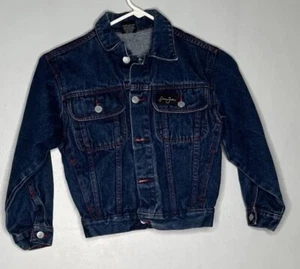 Sean John Boys LOGO Denim Jean Jacket Size 8 Dark Blue Button Front Pockets  - Picture 1 of 3