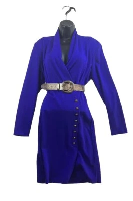 VTG All That Jazz Women’s Size 10 1980’s Mini Dress Button Long Sleeve Blue Foto 1 de 4