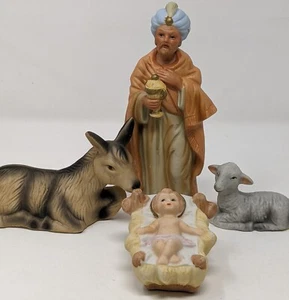 Nativity Homco Baby Jesus, Donkey, Sheep, 1 of the Wise Men all number 5216 - Picture 1 of 24