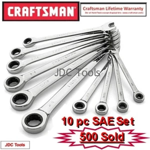 CRAFTSMAN 10 PC COMBINATION RATCHETING WRENCH SET POLISHED ALL SAE 1/4"-3/4" 20 - Picture 1 of 9