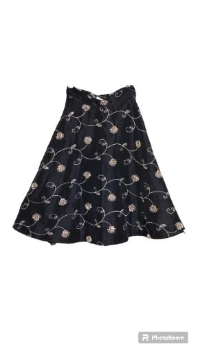 -225 Falda Línea A Bordada Flores Cierre Cremallera Para Niños Niñas Talla 10 Negra Foto 1 de 4