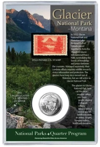 GLACIER NATIONAL PARK COIN & STAMP - Picture 1 of 2