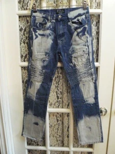 -KROIX WOMEN SZ 14 (28x28) DENIM JEANS-11.5" RISE-MOTO-BLEACHED-STRETCH-EUC - Picture 1 of 11