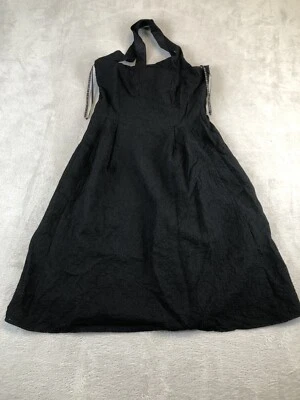 Vestido de renda Nanette Lepore preto com tiras skatista fit flare LBD gótico emo jumper 4 - Imagem 1 de 4