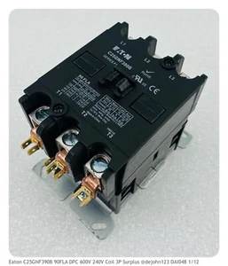Contactor de propósito definido Eaton ~ C25GNF390B 90FLA 90V bobina 90FLA 240V ~ excedente - Imagen 1 de 4